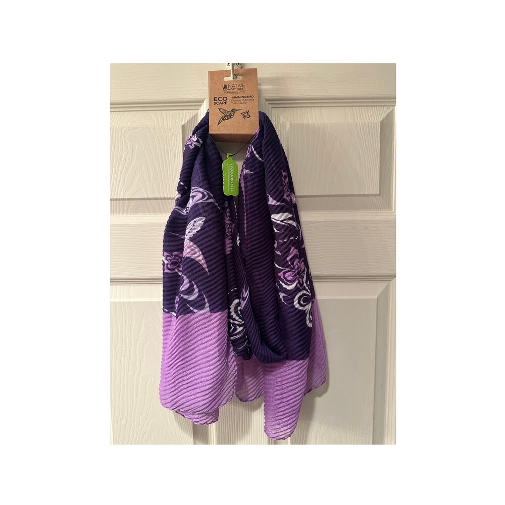 Native Northwest Hummingbird Eco Scarf 🐦 Purple Recycled NWT